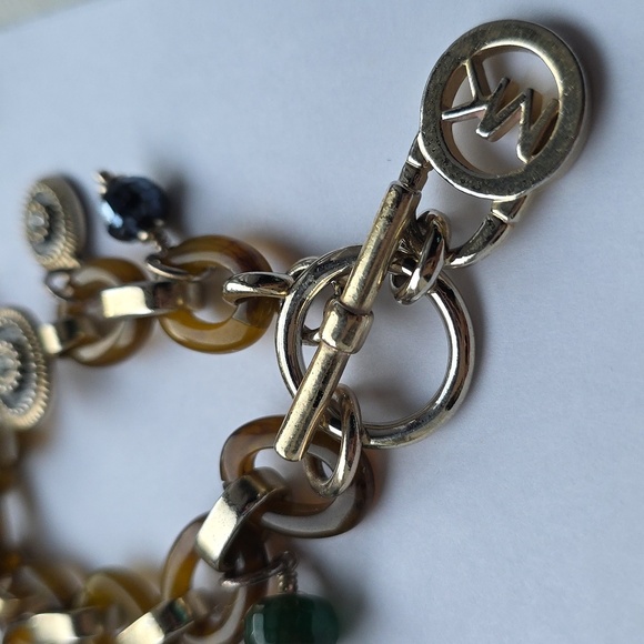 Michael Kors Womens Tortoiseshell & Gold Tone MK Logo Toggle 8" Bracelet - Picture 4 of 5